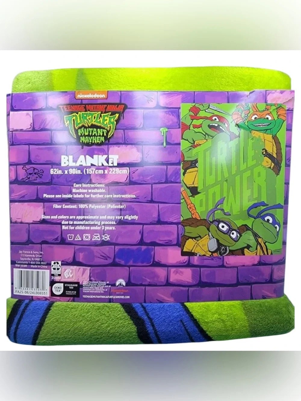 Teenage Mutant Ninja Turtles Kids Twin/Full Blanket, 62 x 90, Microfiber, Blue,